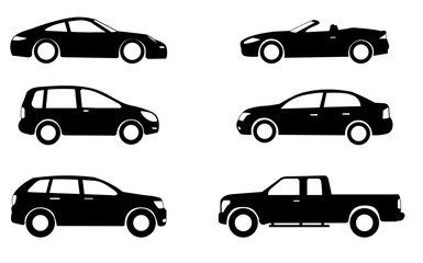 car silhouettes set - vector