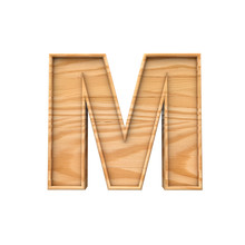 Wooden Capital Letter M. 3D Rendering