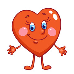 Poster - Cute happy heart in cartoon style. Isolated on white background.  For Valentine's day. Vector illustration.