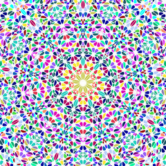 Poster - Oriental dynamic petal ornament pattern background design - hypnotic psychedelic circular colorful abstract vector art