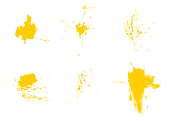 Naklejka na meble Abstract background with yellow paint splashes and drops. Set of yellow paint brushes