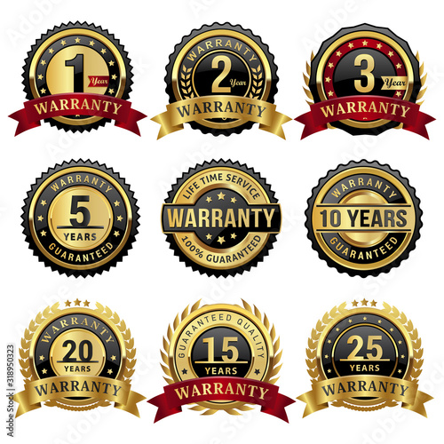 Fotomural set of warranty badges and labels