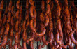 Delicious spanish traditional chorizos curing