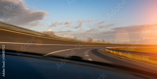 Cuadros en Lienzo Race Car / motorcycle racetrack on a sunny day.