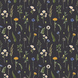 © zenina - Beautiful floral summer seamless pattern with watercolor hand drawn field wild flowers. Stock illustration.