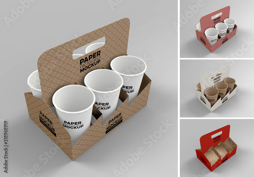 Download Paper 6 Cup Holder Top View Mockup Stock Template Adobe Stock