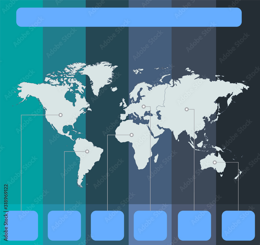 Infographics World maps of continents colors stripes background blank ...