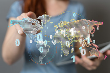 world map point, line, composition, representing the global,