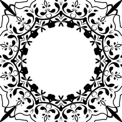 Fototapete - Ethnic black decorative symbol, yoga mat print. Henna tattoo style. Vintage decorative elements. Circular pattern