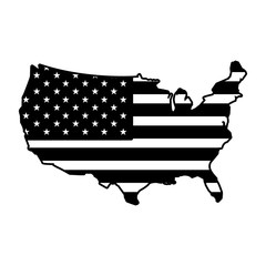 Poster - united states map with flag on white background