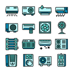 Poster - Conditioner icons set. Outline set of conditioner vector icons for web design isolated on white background