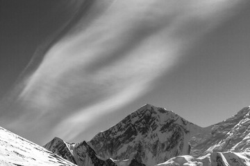 Poster - Himalaya mountain, Nepal, Annapurna conservation area. Black and white image