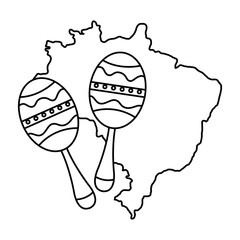 Poster - maracas with map of brazil isolated icon