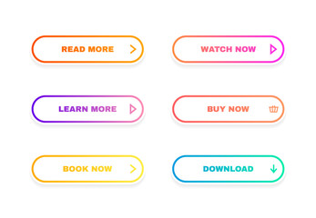 Poster - Set of modern material style buttons for website, mobile app and infographic. Different gradient colors. Modern vector illustration flat style