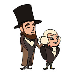 Wall Mural - cartoon of presidents george washington and abraham lincoln, president day