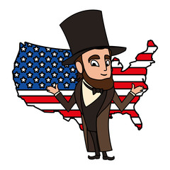 Sticker - president abraham lincoln with map united states