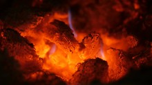 Black Charcoal Texture, Red-hot Natural Mineral Resource Background,smoldering Hot Coals In The Stove
