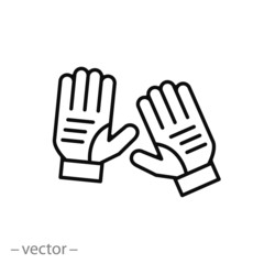Wall Mural - safety gloves in sport icon, goalkeeper glove, thin line web symbol on white background - editable s