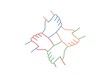 Teamwork. Four United Hands. Line drawing vector illustration.
