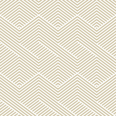 Golden vector geometric seamless pattern. Modern graphic texture with lines, stripes. Simple abstract geometry. Subtle minimalist white and gold background. Trendy design for print, fabric, textile
