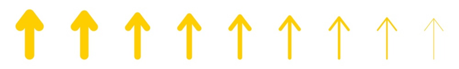 Fototapete - Arrow Icon Yellow | Arrows | Infographic Illustration | Direction Symbol | Pointer Logo | Up Sign | Isolated | Variations