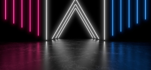 Wall Mural - Beautiful composition of colored neon lights on a black background. 3d rendering image.