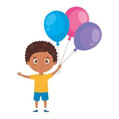 Wall Mural - cute little boy afro with balloons helium