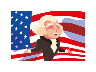 Sticker - president george washington with flag usa, president day card