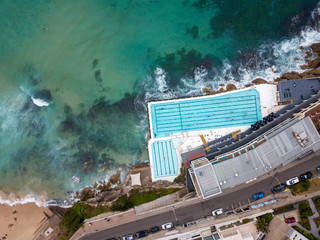 Wall Mural - An aerial view of iceberg pools at bondi beach in Australia