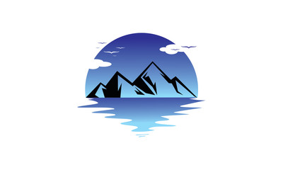 Wall Mural - Mountain water simple illustration vector logo