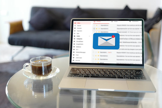 Mail Communication Connection message to mailing contacts phone Global Letters Concept computer browsing communication.