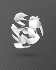 Poster - Fly papers set. Chaotic falling and flying empty white sheets group, scattered notes with curved pages corners, document mockup isolated on transparent background Realistic 3d vector Illustration
