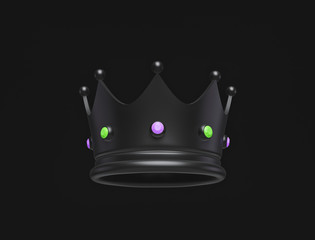 Poster - crown with jewels isolated on black background. Trendy Minimal design. 3d rendering