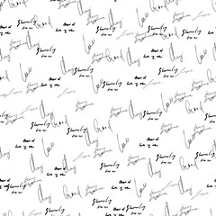 Poster - Seamless abstract text pattern. Handwritten font on a white background. Ink on paper