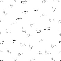 Poster - Seamless abstract text pattern. Handwritten font on a white background. Ink on paper