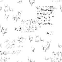 Poster - Seamless abstract text pattern. Handwritten font on a white background. Ink on paper