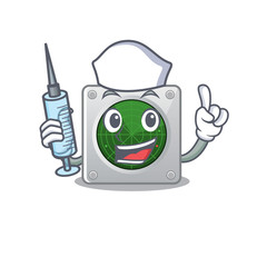 Wall Mural - Smiley Nurse radar cartoon character with a syringe