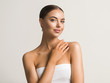© Utkamandarinka - Woman beauty with hands beautiful body natural make up cosmetic concept healthy skin and hair nails manicure