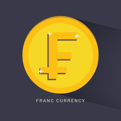 Wall Mural - French Franc coin icon