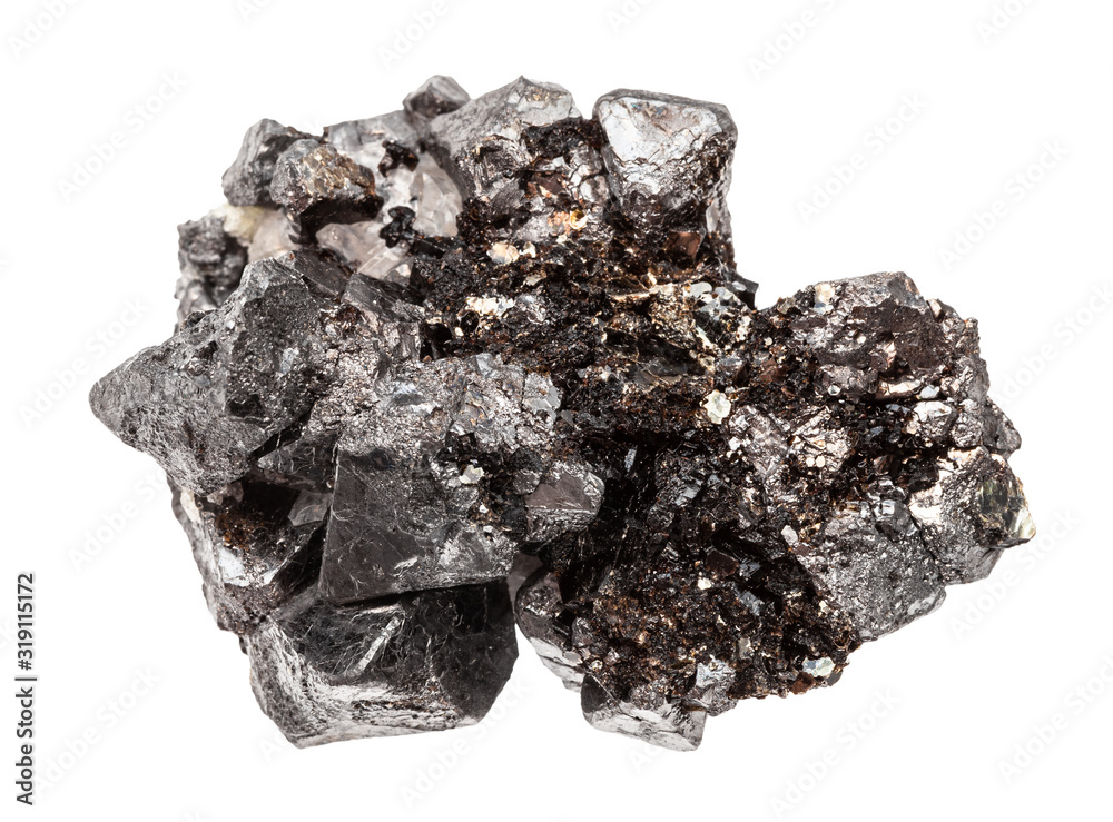 crystalline Magnetite (lodestone, iron ore) stone - obrazy, fototapety, plakaty 