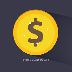 Wall Mural - Dollar Currency Sign Gold Coin Vector Icon