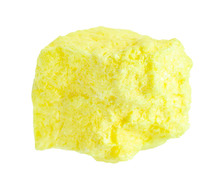 Pure Raw Sulphur (Sulfur) Rock Isolated On White