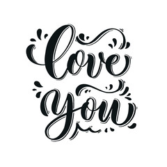 Wall Mural - Love you. Hand Lettering inscription vector.
