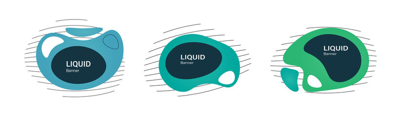 Poster - Set of Amoeba shapes. Abstract liquid elements.