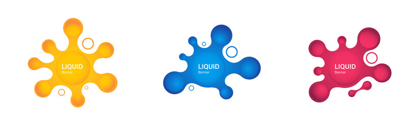 Poster - Set of Amoeba shapes. Abstract liquid elements.