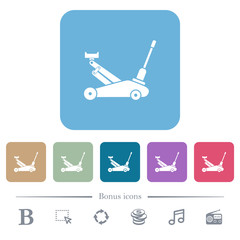 Wall Mural - Car jack flat icons on color rounded square backgrounds