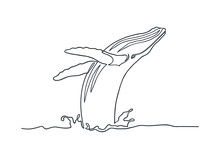 Breaching Humpback Whale Drawing In One Continuous Line