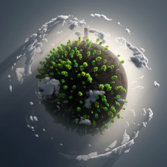 Wall Mural - green trees on a small planet