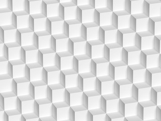 Poster - Abstract white 3D geometric cubes background. 3d rendering - illustration.