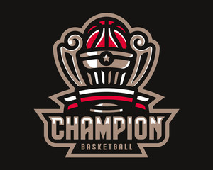 Wall Mural - Basketball cup logo design, emblem tournament template editable for your design.